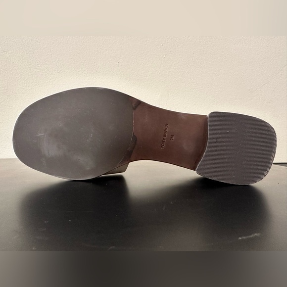 Tory Burch Block Heel Slide Sandals Creme White Brown Size US 7M - Picture 9 of 12